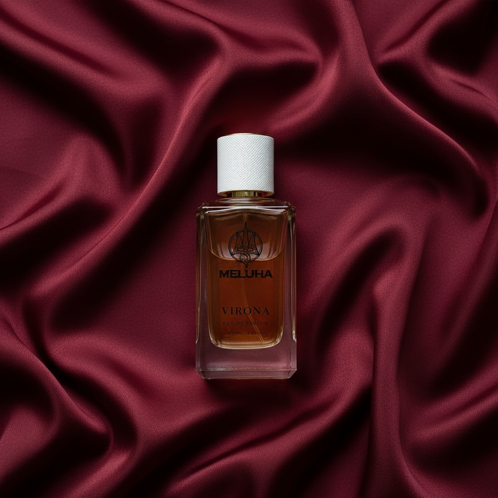 Virona on burgundy silk